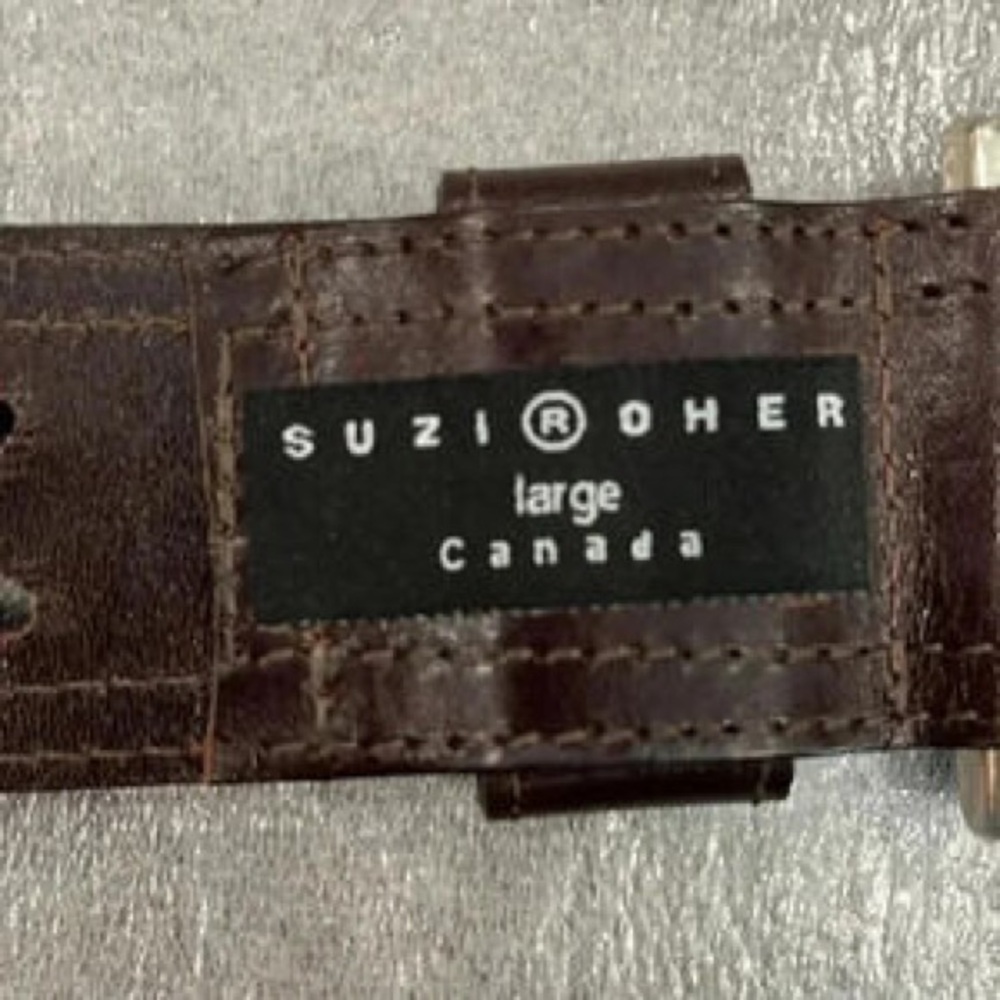 Women's Dark Brown Leather Belt with Chevron Cutouts - Picture 3 of 5